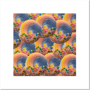 Rainbow Sprinkle Dessert Cupcake Pattern Posters and Art